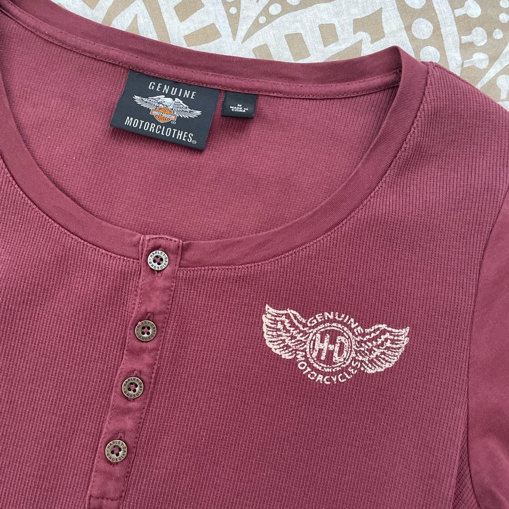 NWOT Harley Davidson Motorcycles Woman’s Long Sleeve Maroon Shirt